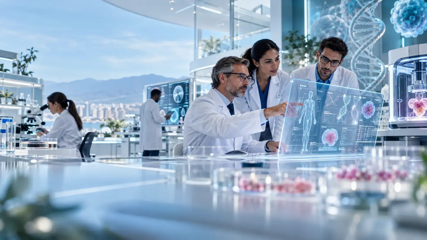 Equipo de investigación biomédica en un laboratorio avanzado